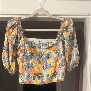 Abercrombie & Fitch Floral Square Neck Blouse